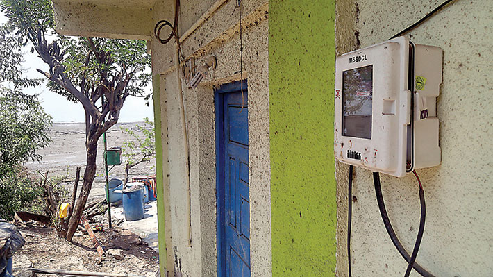 An electricity meter at one of the houses on the island